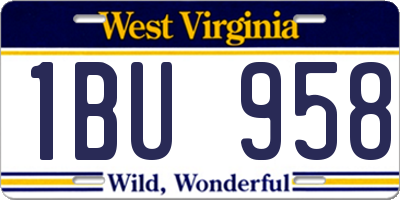 WV license plate 1BU958