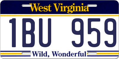 WV license plate 1BU959