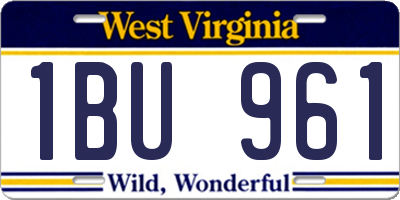 WV license plate 1BU961