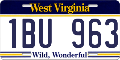 WV license plate 1BU963