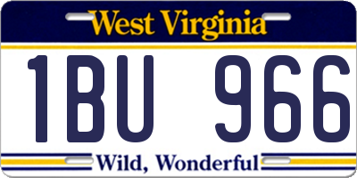WV license plate 1BU966