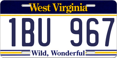 WV license plate 1BU967