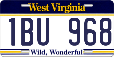 WV license plate 1BU968