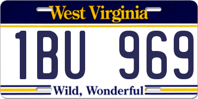 WV license plate 1BU969