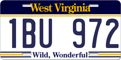 WV license plate 1BU972