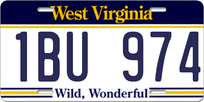 WV license plate 1BU974