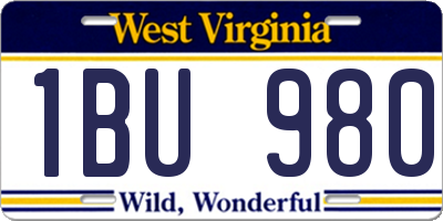 WV license plate 1BU980