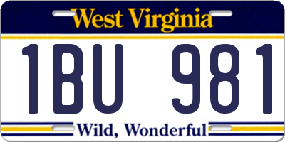 WV license plate 1BU981
