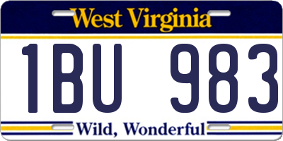 WV license plate 1BU983