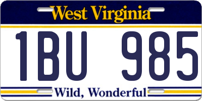 WV license plate 1BU985
