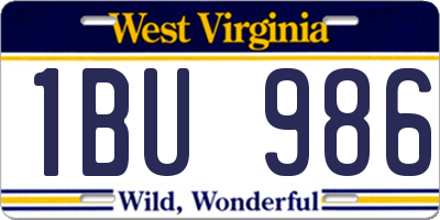 WV license plate 1BU986