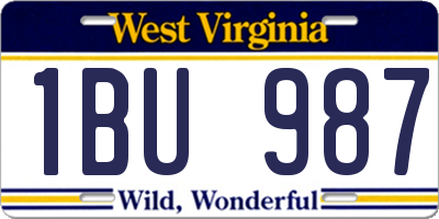 WV license plate 1BU987