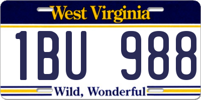 WV license plate 1BU988