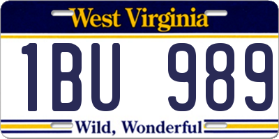 WV license plate 1BU989