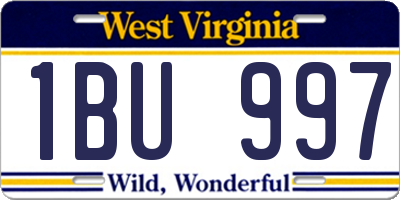 WV license plate 1BU997