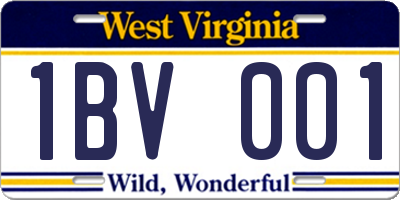 WV license plate 1BV001