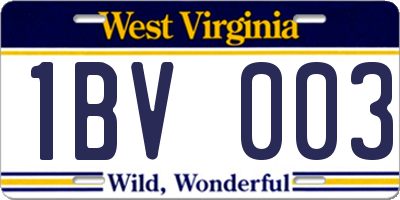 WV license plate 1BV003