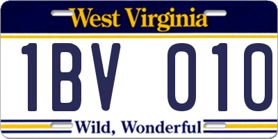 WV license plate 1BV010
