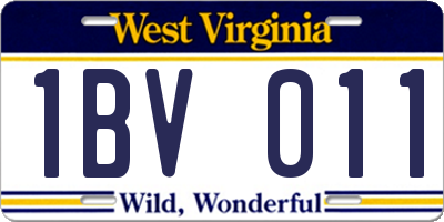 WV license plate 1BV011