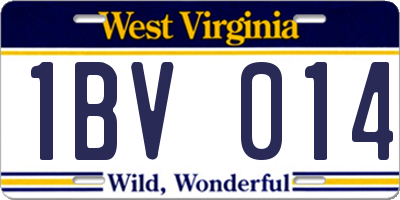 WV license plate 1BV014