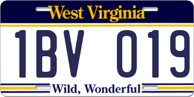 WV license plate 1BV019