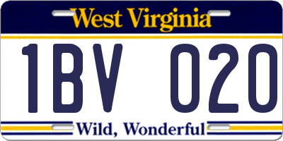 WV license plate 1BV020