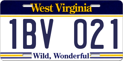 WV license plate 1BV021