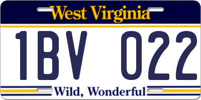 WV license plate 1BV022
