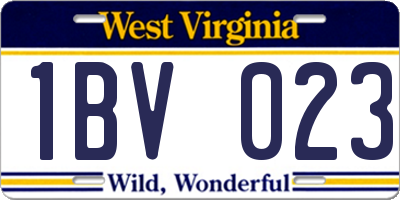 WV license plate 1BV023