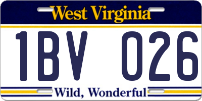 WV license plate 1BV026