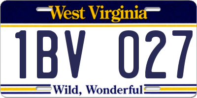 WV license plate 1BV027