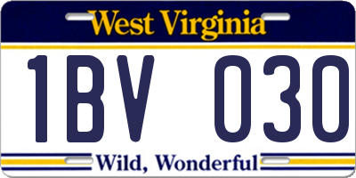 WV license plate 1BV030