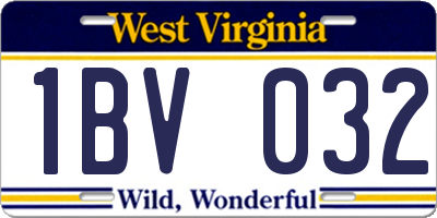 WV license plate 1BV032