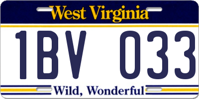 WV license plate 1BV033