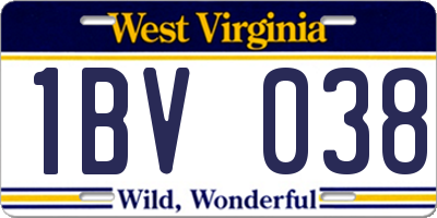 WV license plate 1BV038