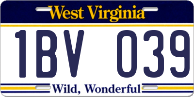 WV license plate 1BV039