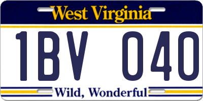 WV license plate 1BV040