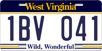 WV license plate 1BV041