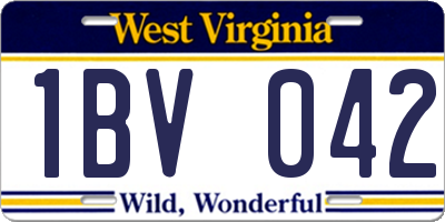 WV license plate 1BV042