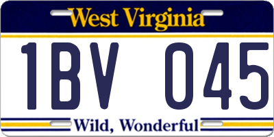 WV license plate 1BV045