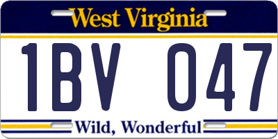 WV license plate 1BV047