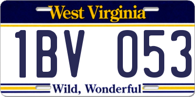 WV license plate 1BV053