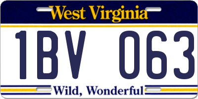 WV license plate 1BV063