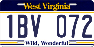 WV license plate 1BV072