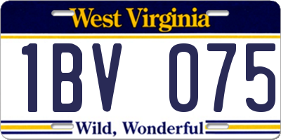 WV license plate 1BV075