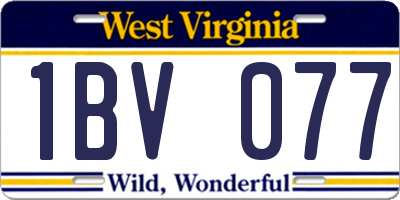 WV license plate 1BV077