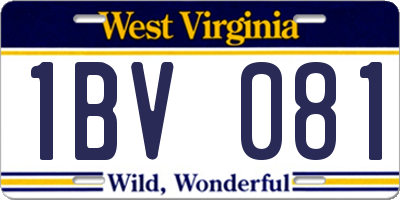 WV license plate 1BV081