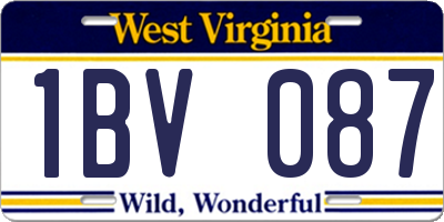 WV license plate 1BV087