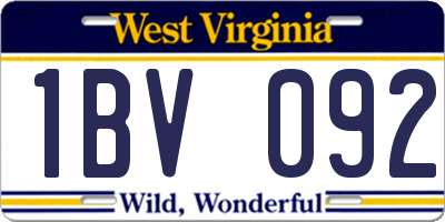 WV license plate 1BV092