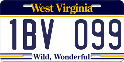 WV license plate 1BV099